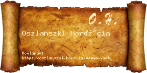Oszlanszki Horácia névjegykártya